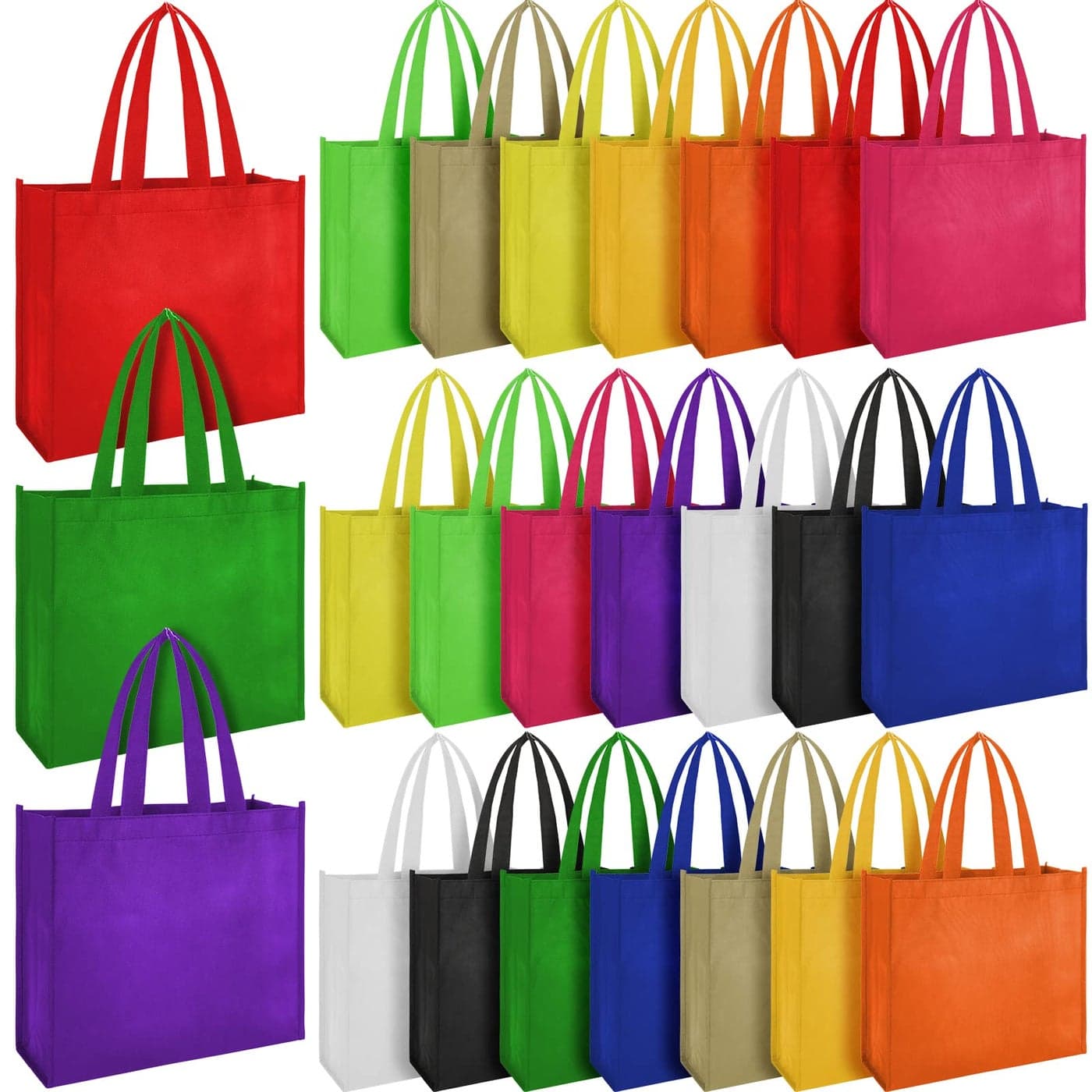 Boao 24 Pack Reusable Gift Bag with Handles Multi Color Large Foldable Strong Fabric Cloth Washable Grocery Tote Bags for Gifts Birthdays Party Grocery Shopping Stores