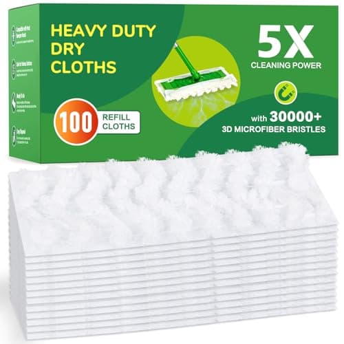 NXPPYY 100ct Dry Sweeping Cloths for Swiffer Sweeper Mop Heavy Duty Microfiber Duster Mop Pad Refills Captures Dust Pet Hair for Hardwood Floors and MultiSurface Cleaning