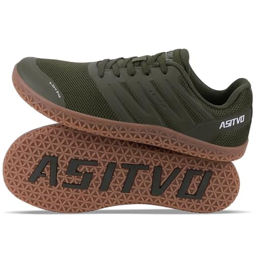 ASITVO Wide Men's Barefoot Zero Drop Sole Minimalist Width Toe Box Walking Shoes Sneakers Size 10.5 TPU No-Sew Upper Cross-Trainer Trail-Running Shoes Army Green 44