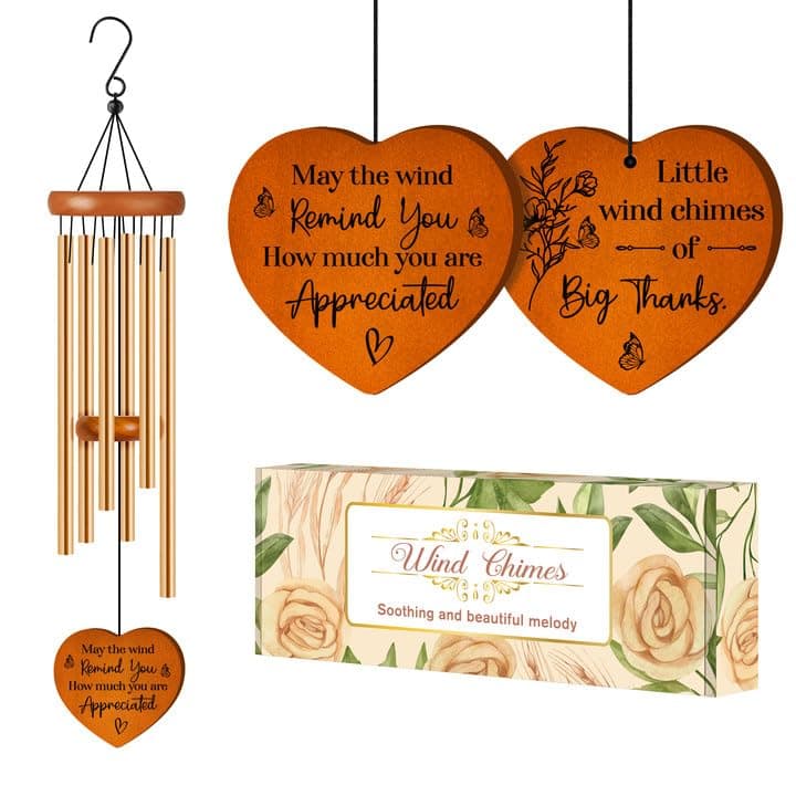 Thank You Gifts for Women, Thank You Gifts Wind Chimes - with Gratitude Message, Thanksgiving Appreciation Gift for Boss, Teacher, Coworkers, Employee, Nurse, Pastor, Mentor, Doctor, Friend