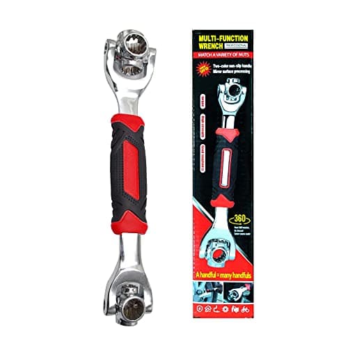 Nifogo Vency Tiger wrench 48 in 1 Swivel Head Multi Tool Spanne Tools Socket Works with Spline Bolts Multifunction PassTorx 360 Degree 6-Point Universal Furniture Car Repair, Hex end (black)