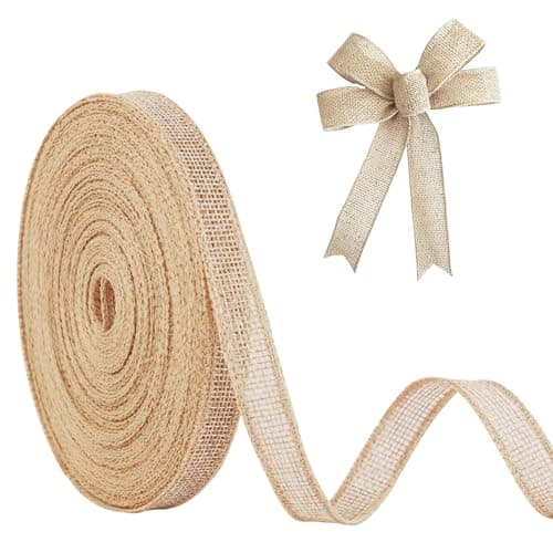 JaoZuyard Burlap Ribbon 12 inch X 20 Yard Natural Linen Woven Ribbon DIY Handmade Wired Edging Production Wreath Holiday Decoration Gift Ribbons for Gift Wrapping Jute Linen Ribbons