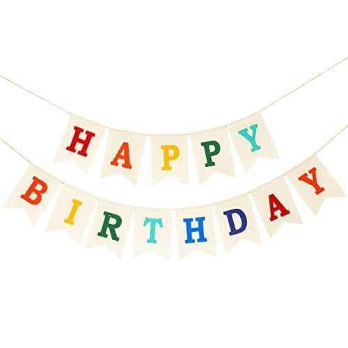 Burlap Happy Birthday Banner Assembled Birthday Banner Sign Garland for Colorful Birthday Party Decorations