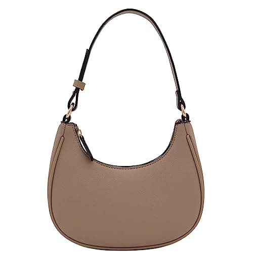 FashionPuzzle Small Crescent Shoulder Bag Underarm Purse (Taupe)