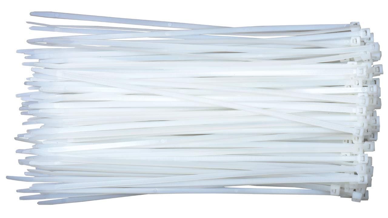 Rpi shop - 4” Inch (100 L x 2.5 W) Cable Ties UV resistant Nylon Zip Wire Organizer Self Locking Tie White - 100 PCS