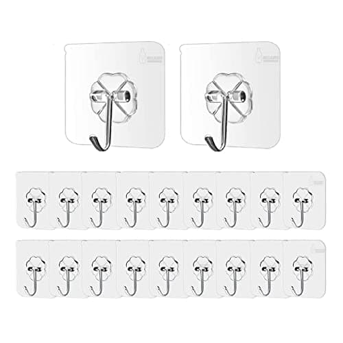Misamo Enterprise PVC Wall Hooks for Bathroom Accessories Without Drill, Pack of 20, Transparent