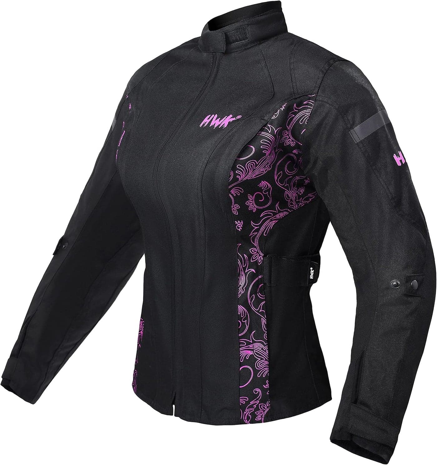 HWK Women's Motorcycle Jacket - Waterproof, CE Armored, Black/Pink, X-Large