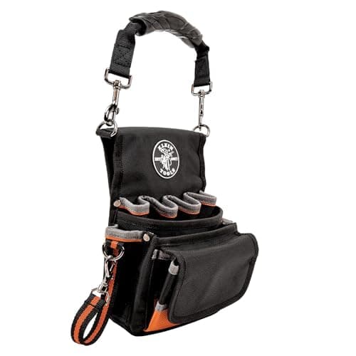 Klein Tools 5242 Tool Pouch Tradesman Pro tool Pouch with Electrical Tape Thong Reinforced Bottom 9 Pockets