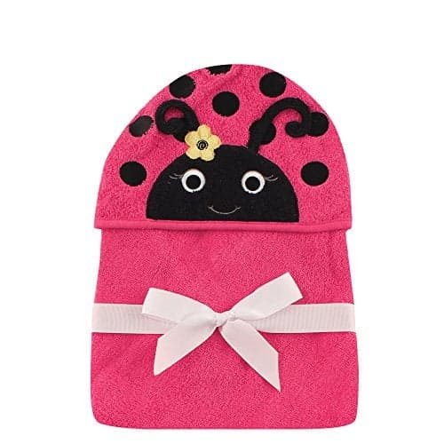 Hudson Baby Unisex Baby Cotton Animal Face Hooded Towel Ladybug One Size