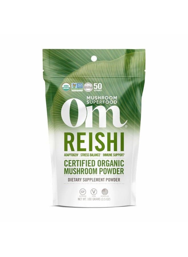 Reishi Organic Mushroom Powder, 3.5 Ounce, 50 Servings, Adaptogen, Stress & Immune Support, Superfood Mushroom Supplement