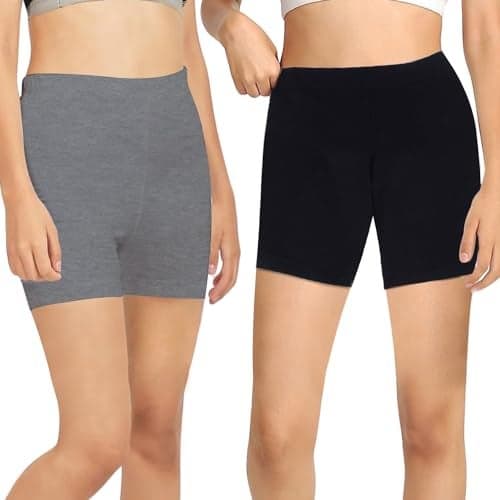 DChica Girls Cotton Boyshorts Panties | Bloomers for Girls with Good Hip Coverage & Inner Elastic | Seamless, Breathable, High Rise Underwear Shorts Pack of 2 Grey & Black