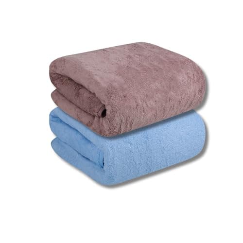 Fezora® Large Bath Towels for Men & Women | Microfiber Bath Towel | Soft, Absorbent, Quick-Dry Towel (Pack of 2, Wine & Sky Blue)