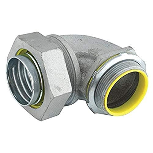 Hubbell-Raco 3544 Liquid Tight Connector, Steel, 90 Degree, Insulated, 1" (Pack of 10),Grey