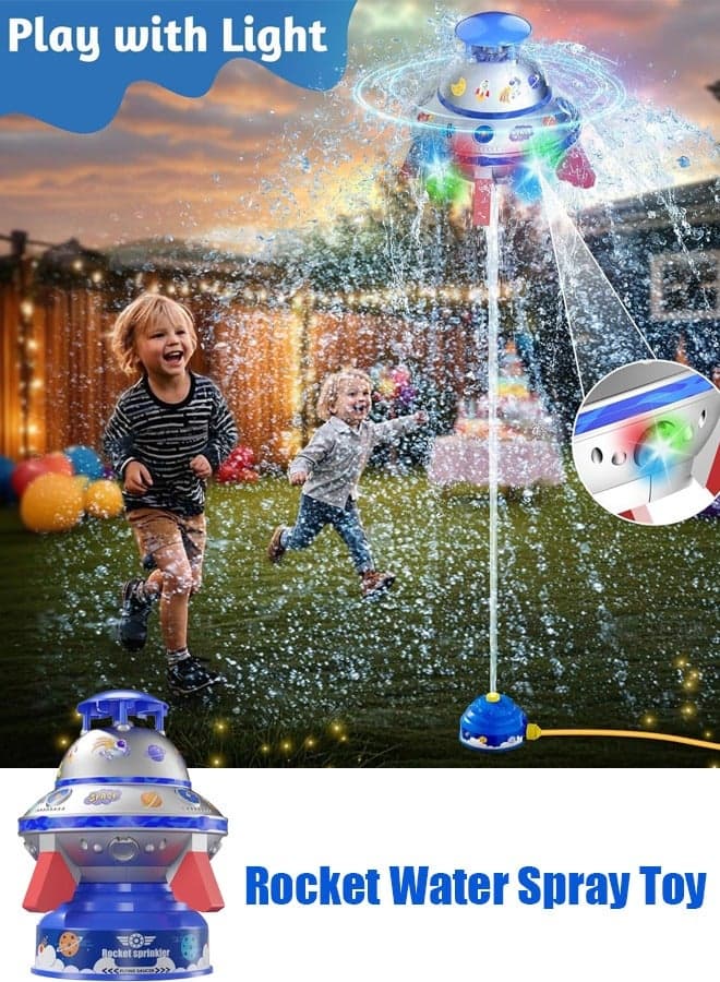 UFO Rocket Water Sprinkler Toys for Kids Water Spray Rocket Hydro Launch Water Rocket Toys Attaches to Garden Hose Splashing Fun Toys Summer Yard Outdoor Water Toys for Kids Age 3+