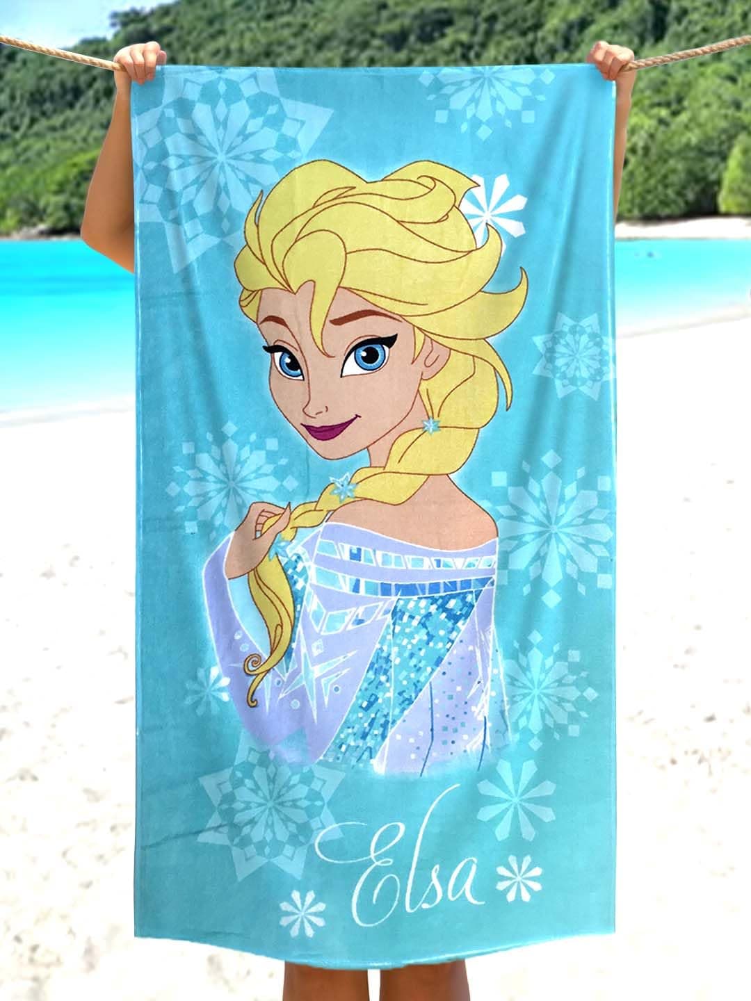 Athom Living Disney Frozen Elsa 350 GSM 100% Cotton Kids Bath Towel, Ultra-Soft, Absorbent, Gentle on Skin, Vibrant Print, Perfect for Everyday Bath Time, 60x120 cm