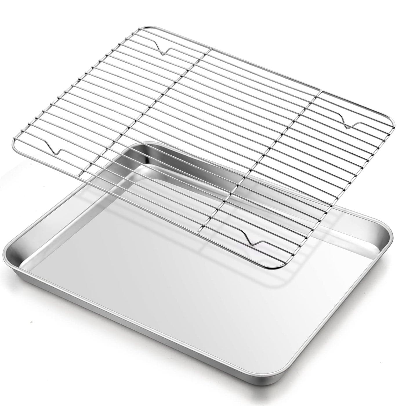Baking Sheet with Rack Set Efar 16x12 Stainless Steel Cookie Sheet Pan for Oven Rimmed Metal Tray with Wire Cooling Rack for Cooking Roasting Resting Bacon Meat Steak Dishwasher Safe