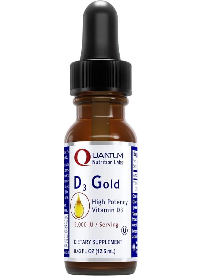 QNL D3 Gold - Vitamin D Liquid Drops - Bone Strength Supplement - Offers Cardiovascular & Immune Support - Premium Health & Wellness Product - 0.43 fl oz