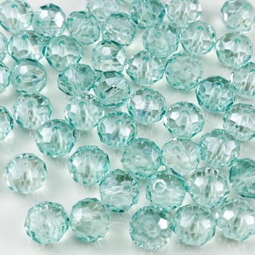 YHYPOCI 200pcs 6mm Crystal Glass Beads for Crafts Faceted Rondelle Glass Beads for Jewelry Making Crystal Spacer Beads for Necklaces Bracelets Earrings DIY CraftMint Green AB