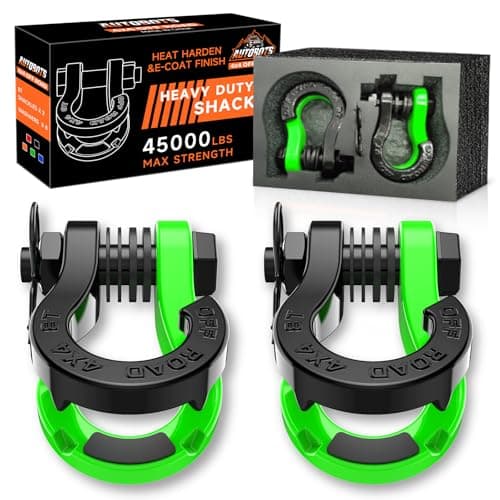 AUTOBOTS Tigertooth D Ring Shackles 45,000lb Break Strength, 3/4”Shackle D Rings Heavy Duty with 7/8 Pin for Tow Strap Winch Offroad Vehicle Recovery Accessories Green