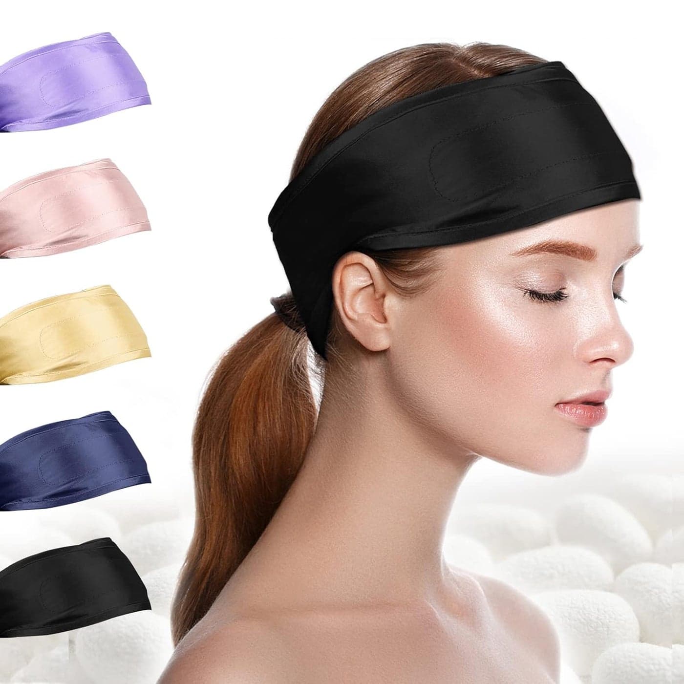 Silk Spa Headband for Washing Face 22 Momme 100 Mulberry Silk Scarf for Hair Wrapping at Night Adjustable Ponytail Head Wrap Hair Band for Women and Girls