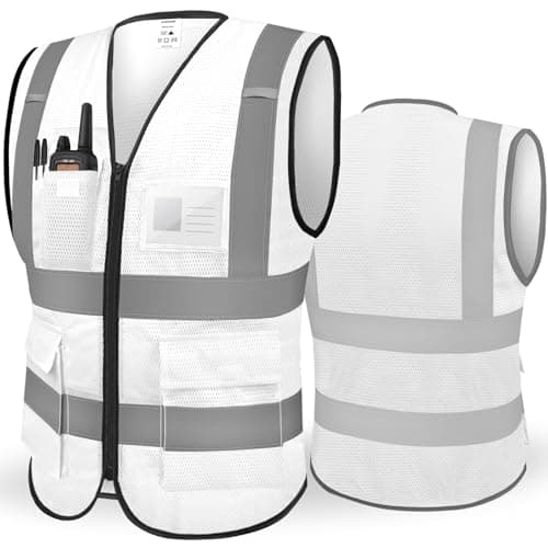 TICONN Reflective Safety Vest High Visibility Class II Mesh Vest for Women & Men Meets ANSI Standards (1PK, White, XL)