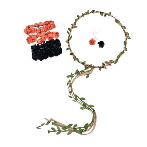 DDazzling Flower Crown Floral Wreath Headband Floral Garland Headbands Photo Props,Rose Flower Crown Kit, 3 Piece (Rainbow)