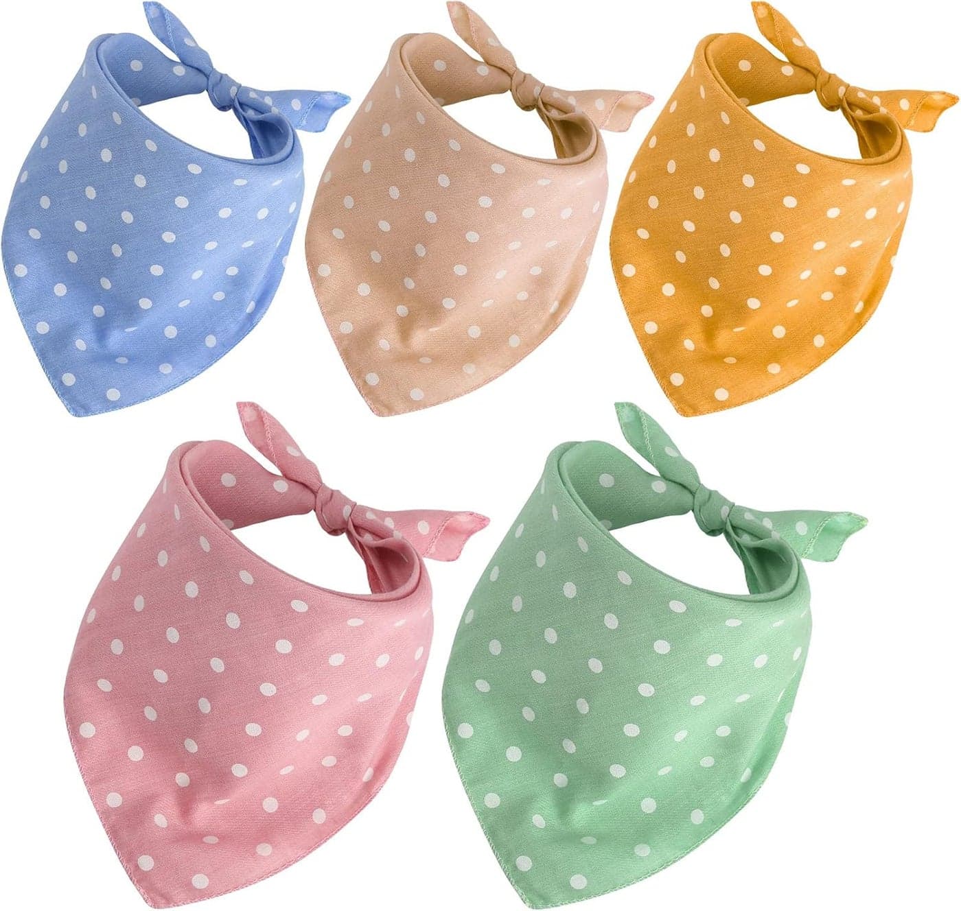 5 Pieces Dog Bandana Pet Summer Bandana Point Kerchief Dog Washable Scarf Soft Comfortable Daily Bib Adjustable Accessory for PetGreen Pink Ginger Khaki BlueDot