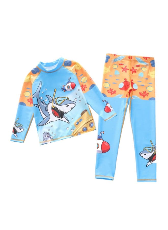 Children's Swimwear Boys' One-piece Long-sleeved Trousers 2-piece Surfing Swimwear Small, Medium And Large Boys' Swimwear-Color:P2418-10BW Marine Rescue Team-