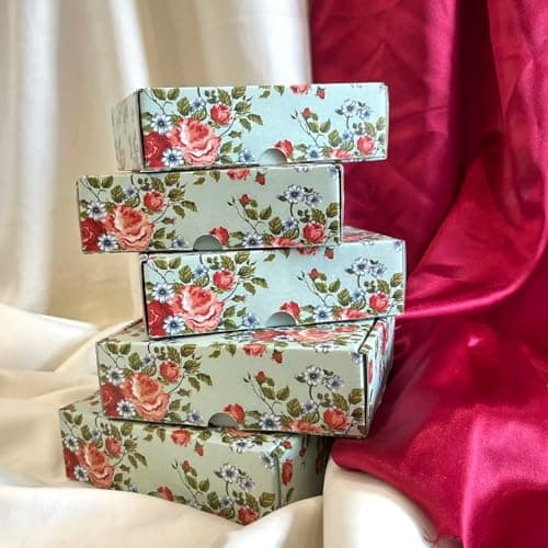 SATYAM KRAFT 5 Pcs Multipurpose Decorative Folding Paper Box Rectangle Cardboard Box DIY for wedding Gift Hamper, Gifting Boxes and Decoration Purpose (Green) (20.32 x 20.32 cm)