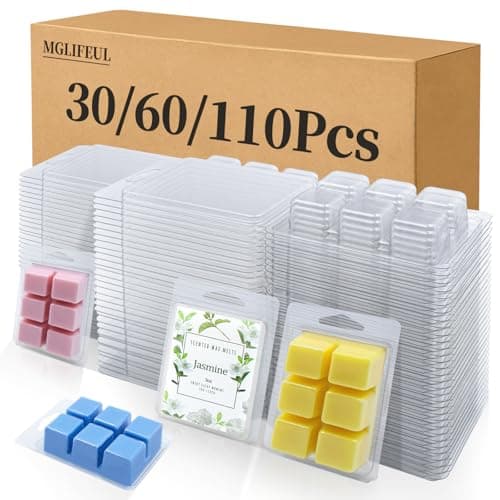 MGLIFEUL Wax Melt Container Clamshell Packaging Mold Box Stand for Plastic Clear Empty Wax Candle Melt Tart Packaging Cube Container Clamshell Mold Holder Organizer Tray Empty Shape Bulk wth Lid