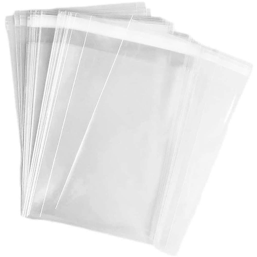 SOMIOCO 50 pcs Clear 10 x 13 Self Seal Cello Cellophane Bags Resealable Poly Bags 28 mils OPP Bag for Packaging Clothing T Shirts Party Decorative Gift