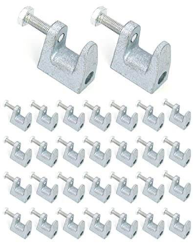 QWORK Beam Clamp, 30 Pcs 3/8" Zinc Plated Iron Safety Beam Clamp, 13/16" Jaw Opening