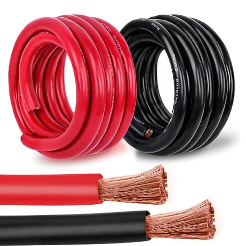 Kimbluth 2 Gauge Battery Cable Copper Wire 10FT Red10FT Black 2 AWG Welding Cable Standard USA OFC Wire for Automotive Battery Solar Marine and Generator