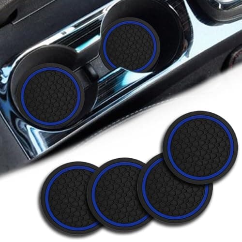 Car Cup Holder Coasters Dustproof Automotive Interior Accessories Mat275 Inch NonSlip Insert Water Bottle Holder Pads Universal for Vehicles Trucks RVs and More BlackBlue 4PCS