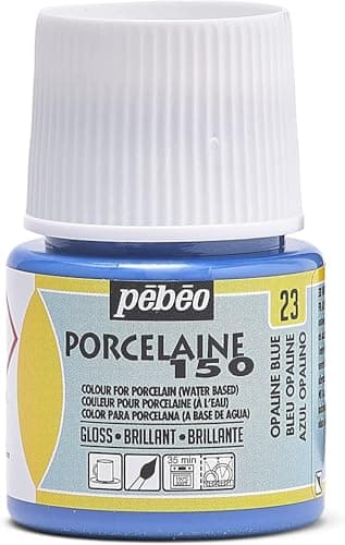 Pebeo Porcelaine 150 Ceramic Paint WaterBased HighGloss Color Paints for Porcelain Premium Art Supplies NonToxic HeatSafe 45 ml Bottle Opaline Blue