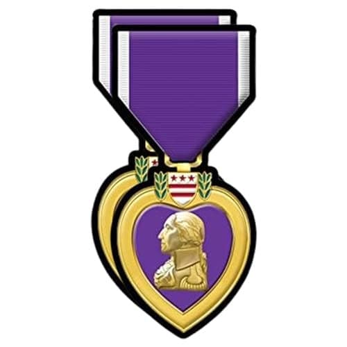 eDesign 2Pack Purple Heart Medal Vinyl Sticker Purple Heart Decal 4 Inches Military Decals for Vehicles Car Truck SUV Van Window Bumper Wall Laptop Tablet Cup Tumbler and Any Smooth Surface