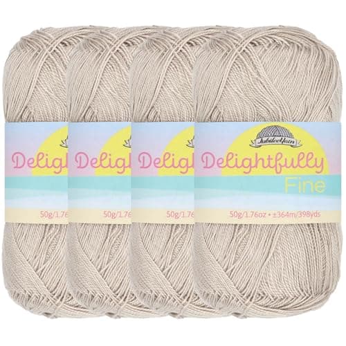 JubileeYarn Delightfully Fine Yarn - 50g/Skein Lace Bamboo - Beige - 4 Skeins
