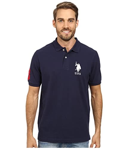 U.S. Polo Assn. Men's Solid Pique Polo Shirt, Classic Navy/White, XXL