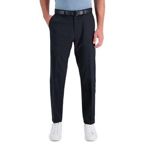Kenneth Cole REACTION mens Stretch Modern-fit Flat-front Pant Slacks, Black, 32W x 32L US