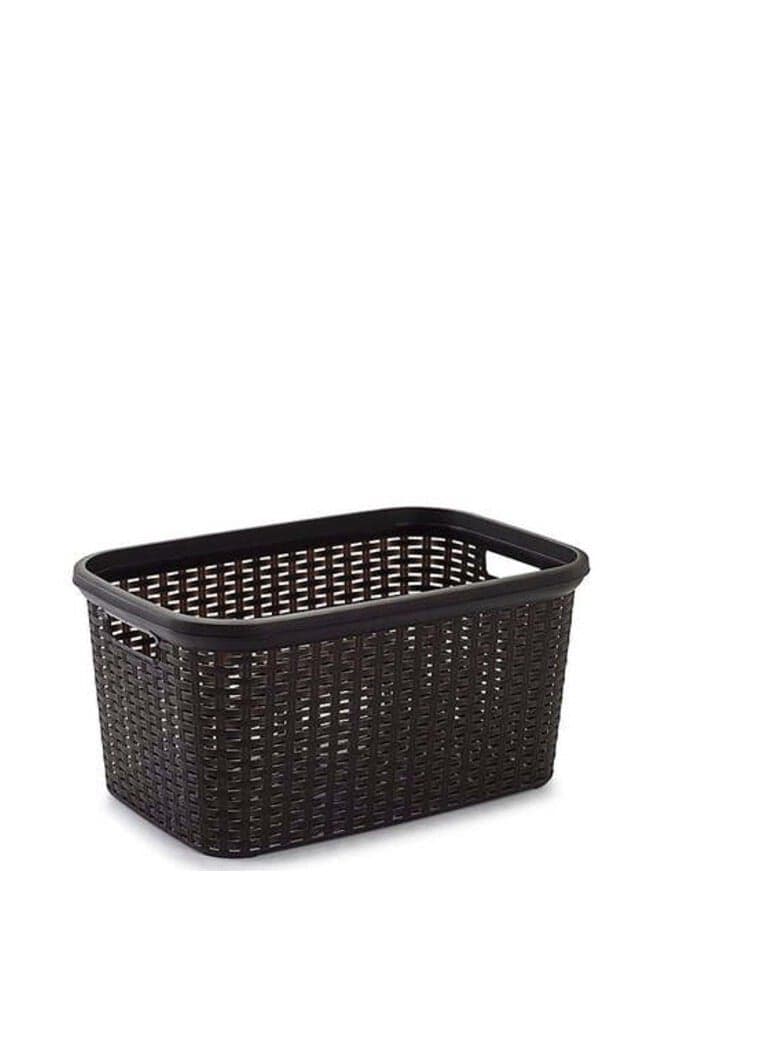 Plastic Forte Rattan Laundry Basket, 35L, Wengue