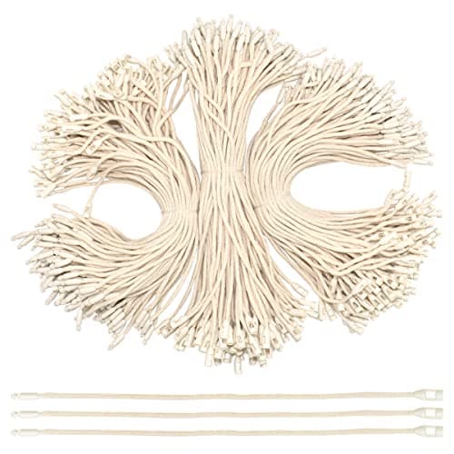 300Pcs 7.6inch Cotton Gift Clothing Price Tag String Hang Tag String Hanging Rope Snap Lock Pin Loop Fastener Hook Ties Fast to Attach for Clothes Tags Shoes Snap Lock Luggage Label (White)