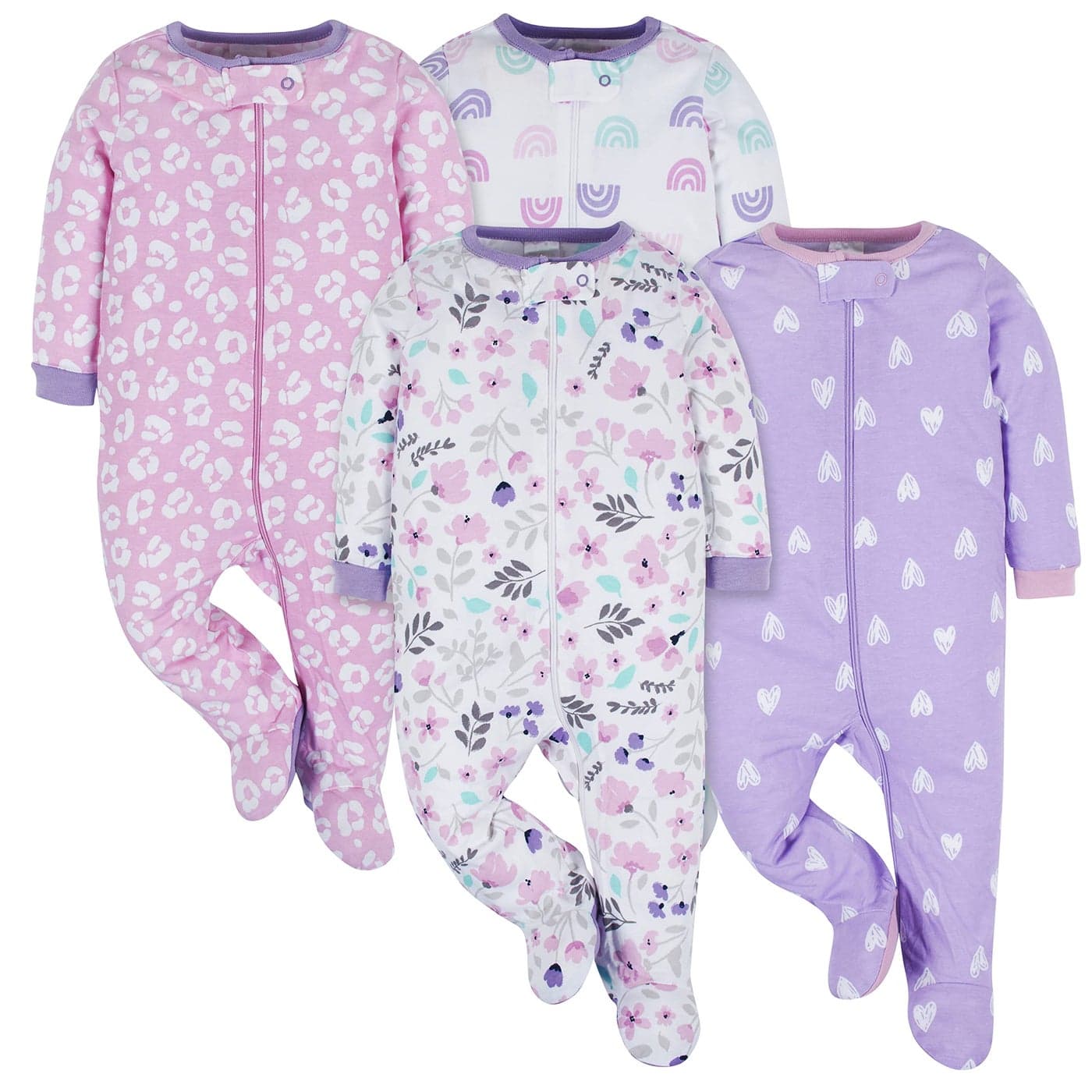 Onesies Brand Baby Girls 4pack N Play Footies Multi And Toddler Sleepers Rainbows 03 Months US