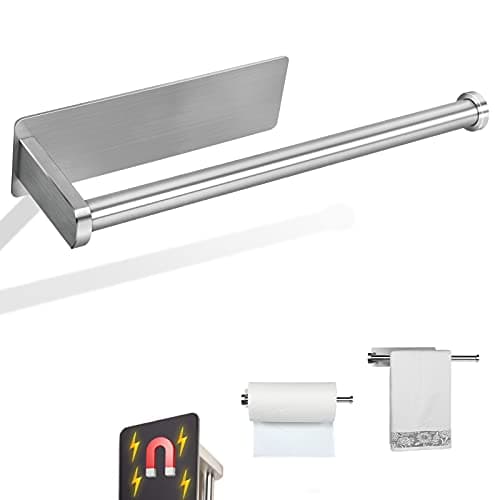 Paper Towel Holders Magnetic Steel Brushed Towel Roll Holders with Strong Magnetic Backing Fit for Large Paper Towelsfor KitchenRefrigeratorGrillToolboxGarageShop
