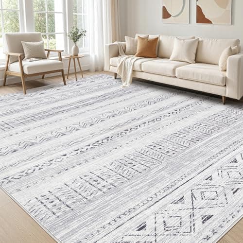 cotiled 5x7 Area Rug Living Room Washable Boho Rugs with Non Slip Backing Large Soft Indoor Stain Resistant Carpet for Bedroom Farmhouse Dining Room Lightweight Home Decor Dark Grey