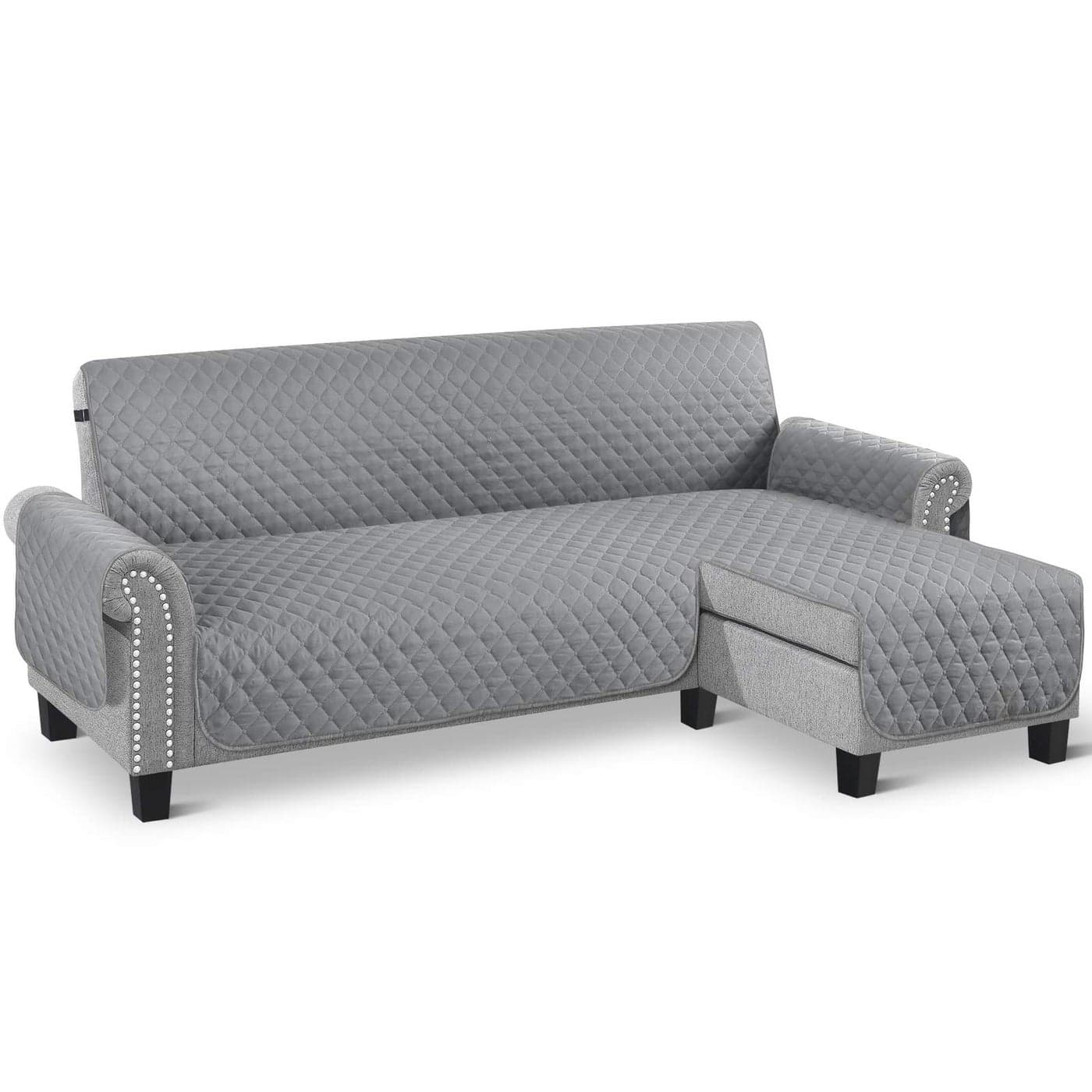 TAOCOCO Corner Sofa Bed Cover Reversible 2 Seater Chaise End Sofa Cover L Shape Sofa Protector for Pets Furniture Sofa Protector Pale Grey