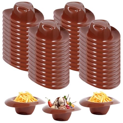 Uiifan 48 Pcs Cowboy Hat Bowls Ice Cream Bowls Cowboy Plates Snacks Chips Yogurt Cups Doll Hat for Western Party Favor Crafts Decor