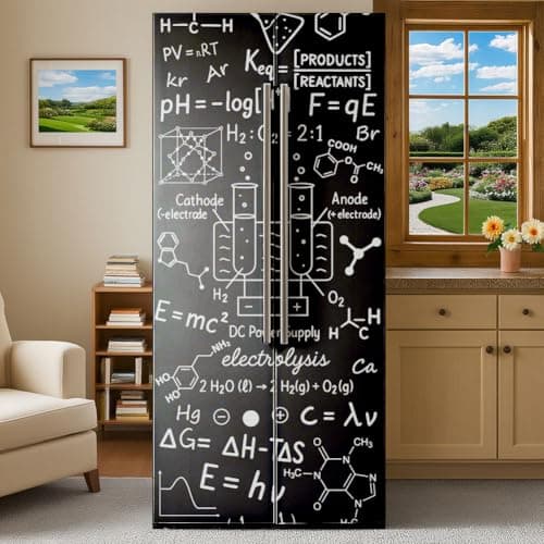 GOMAKERER 2 Sheet Formula Print Removable Refrigerator Wraps, Self-Adhesive Fridge Stickers Peel and Stick Vinyl Fridge Decals Sticker for Living Room Kitchen Bar Home, 16.34x78.74Inch
