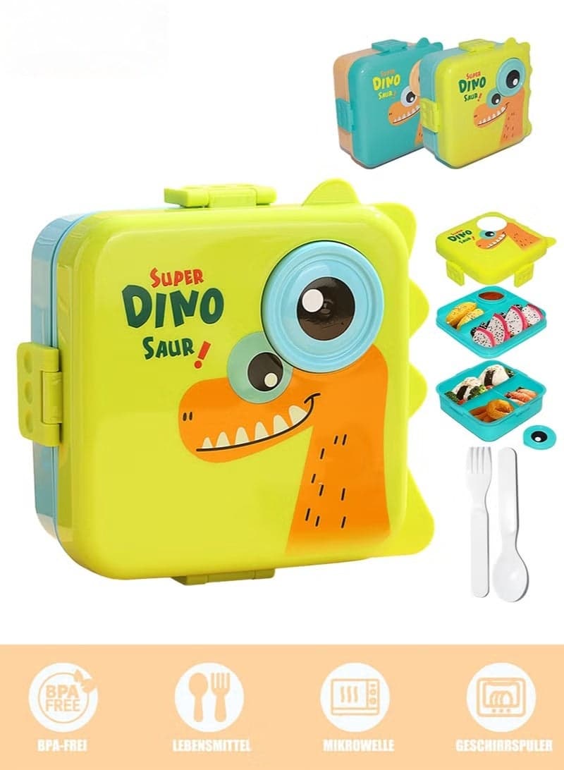 Portable Kids Bento Box, Children Lunch Box to School For Toddlers, Snack Containers for Travel, 4 Compartments Meal Prep Removable Divider, BPA Free, Microwave & Dishwasher Safe