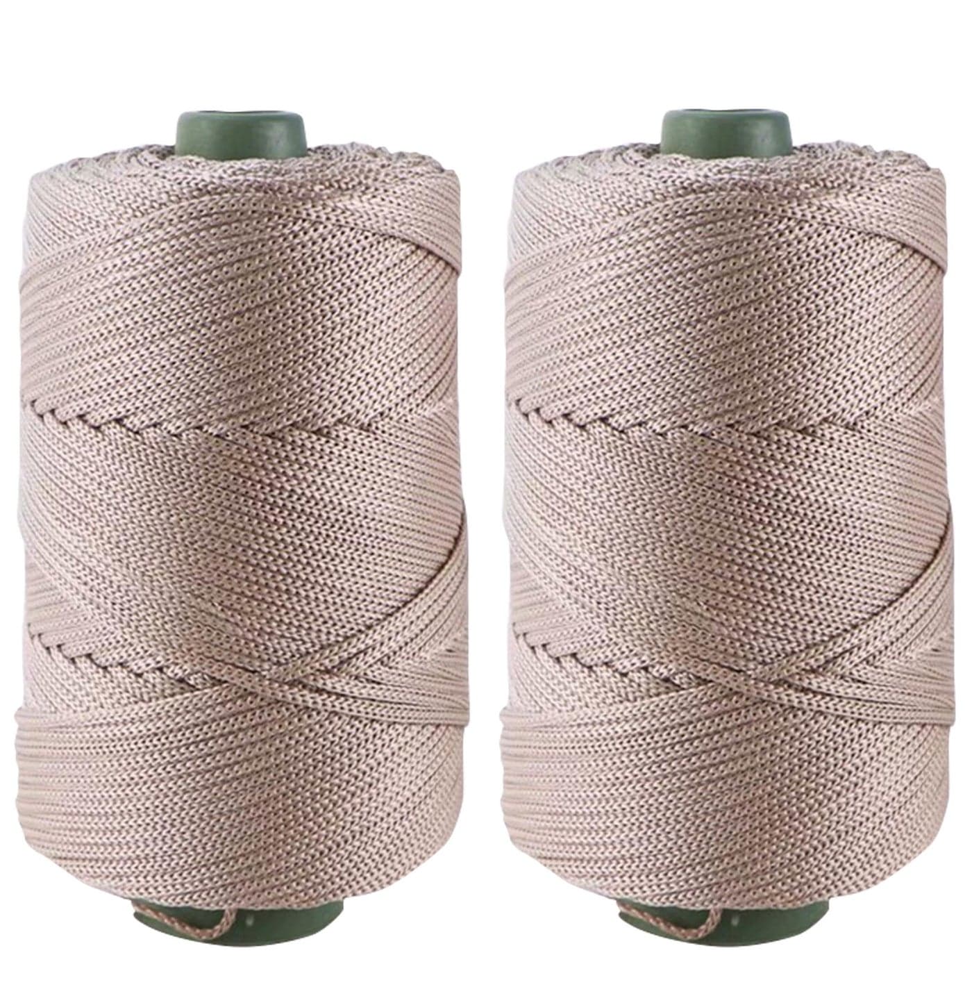 Clisil 400gram Art Yarn Cord Light Brown Polyester Yarn Macrame Knitting Crocheting DIY Bags Crochet Basket Summer Hat Craft Cord 3mm Macrame Cord Rope 438yds 1314 Feet