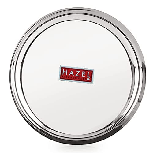 HAZEL Steel Plates for Lunch | Plates Set Steel for Dinner | Dinner Plates Set, 26.8 cm
